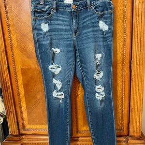 Lane Bryant Dark Blue Distressed Skinny Jeans Size 16W